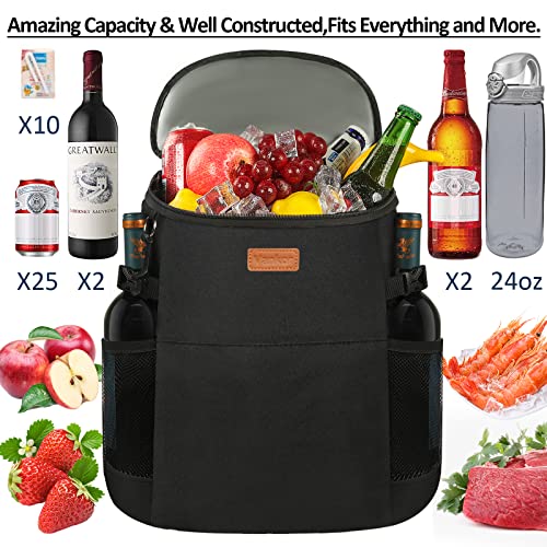 Vankor black camping cooler backpack folded for travel