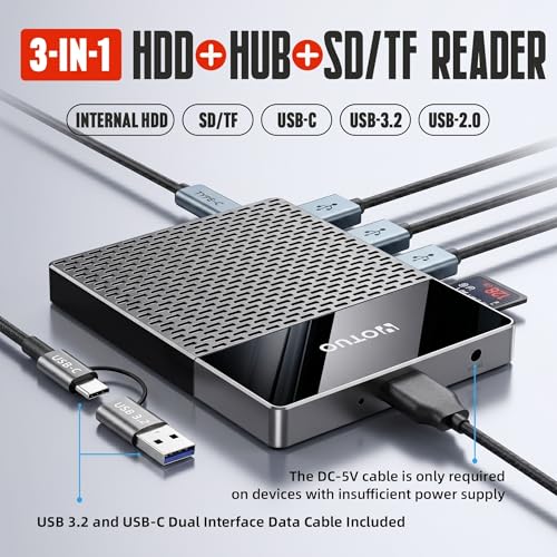 YOTUO 7-in-1 Hub with USB-C & USB 3.0 ports