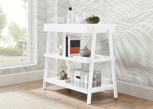 Side profile of Scout changing table with shelves