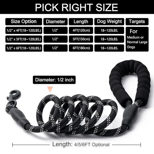 BOOMIBOO 5FT black nylon dog leash