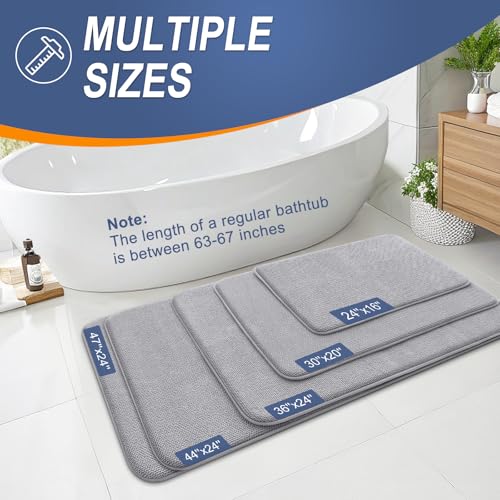 Grey OLANLY bath mat showing moisture absorbency