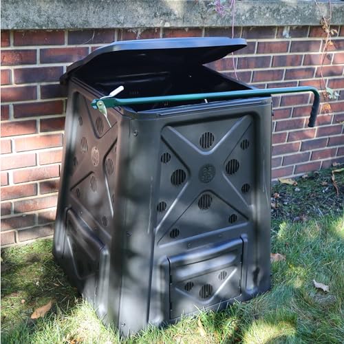 Black composter side ventilation view
