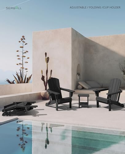 SERWALL folding chair in black reclining position