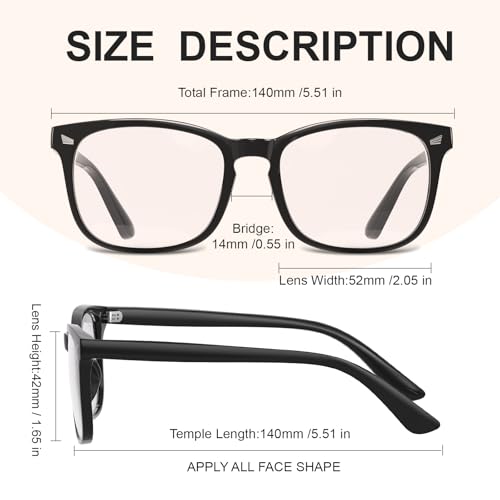 Hunsquer glasses side view and dimensions