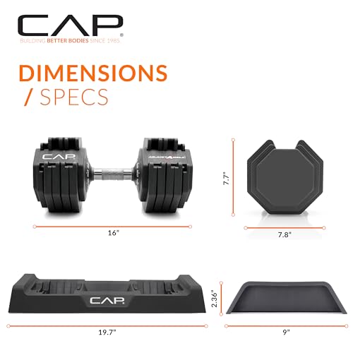 Side profile of CAP 55 lb chrome handle dumbbell