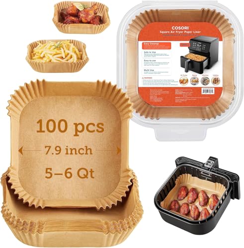 Cosori 100 PCS square air fryer liners pack