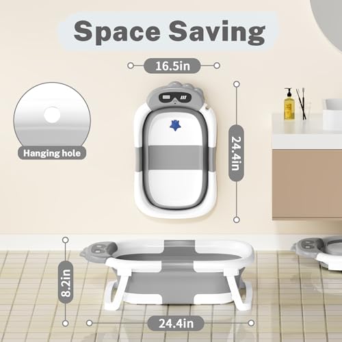 Close up of AVIDOR baby bathtub safety features