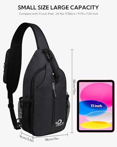 WATERFLY sling bag black side profile