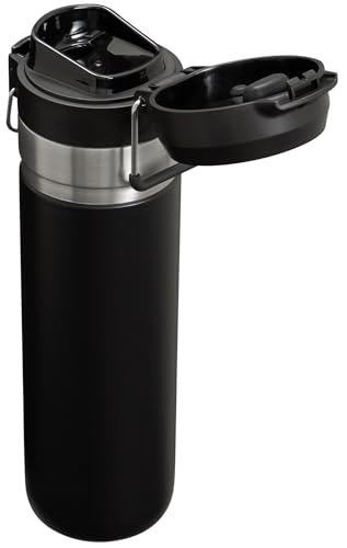 Side profile of 24 oz Black 2.0 Stanley bottle