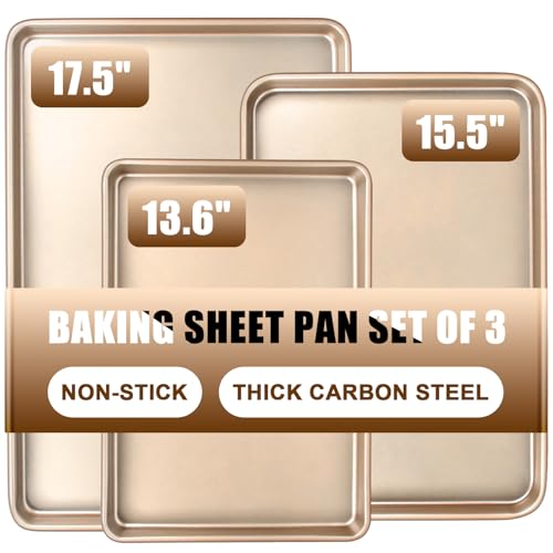 Deedro 3-piece champagne gold baking sheet set