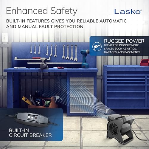 Lasko 12 inch fan showing the 270 degree pivot range