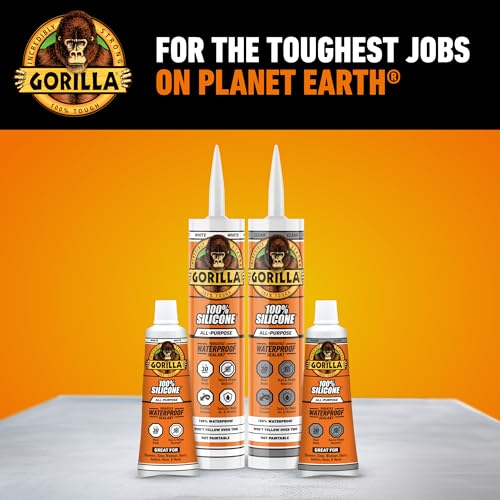 Gorilla 100% Silicone white caulk tube branding