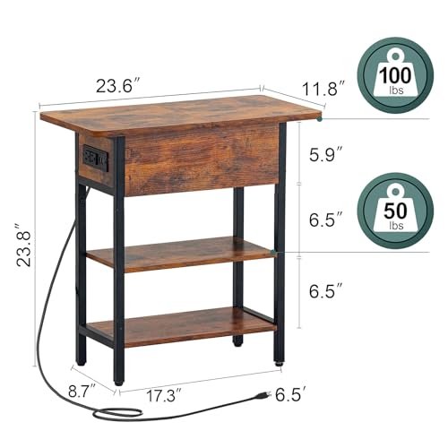 Yoobure End Table with USB & Outlets