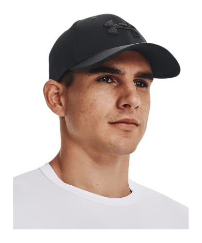 Close up of embroidered Under Armour logo on black cap