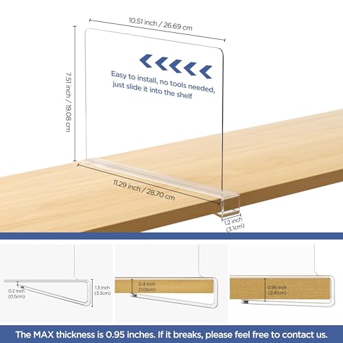 HBlife 6 Pack Clear Acrylic Shelf Dividers