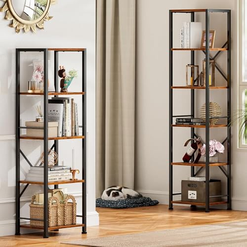 Rustic brown shelves with industrial frame
