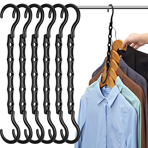 AMKUFO 6 Pack Black Space Saving Hangers