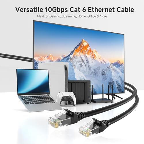 Snagless Cat 6 Ethernet cable for network