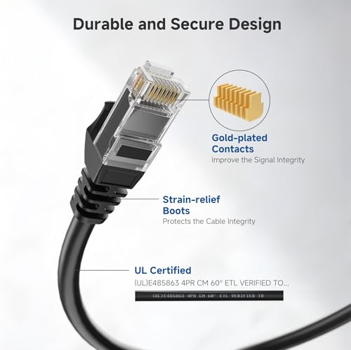 Black Cat 6 cable for LAN components