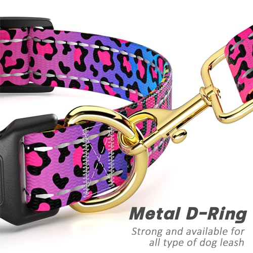 Adjustable loop on TMOODEL neon leopard dog collar