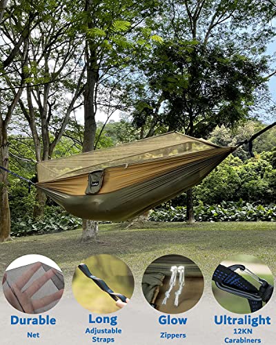 Double size hammock with tree straps