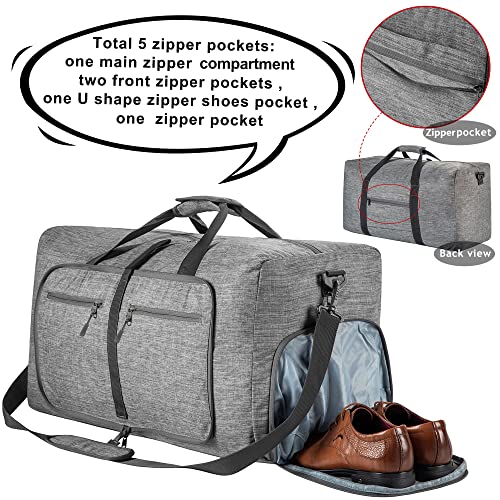 Foldable duffle bag with shoes compartment