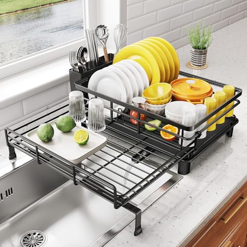SNTD expandable dish rack in black