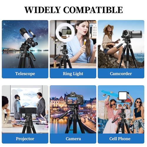 Phone mounted on JOILCAN 74 inch tripod