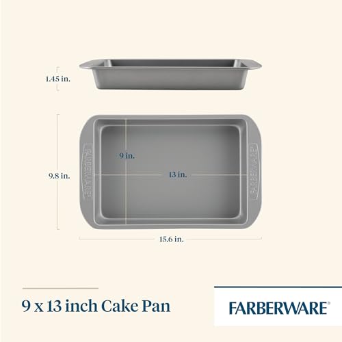 Gray nonstick rectangular cake pan angle view