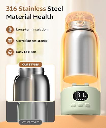 Portable bottle warmer showing temperature settings