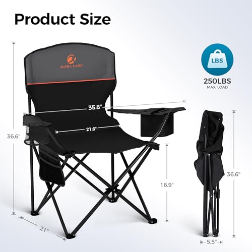 Side view of the ALPHA CAMP chair showing the cooler bag