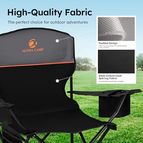 Ergonomic padded armrest on the ALPHA CAMP folding chair
