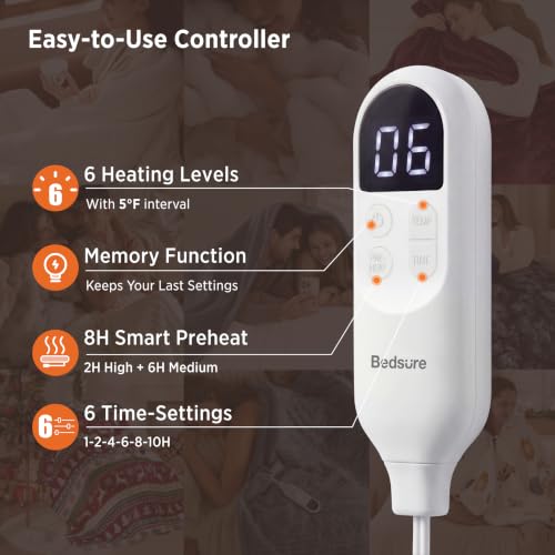 Electric blanket with settings displayed