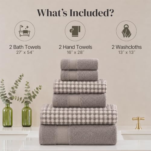 Close up of Classic Taupe waffle jacquard towel detail