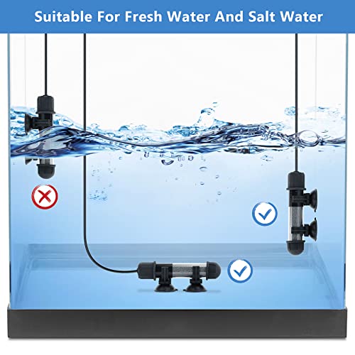 Side profile of submersible fish tank heater