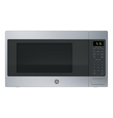 GE 1.6 Cu. Ft. stainless steel microwave front view