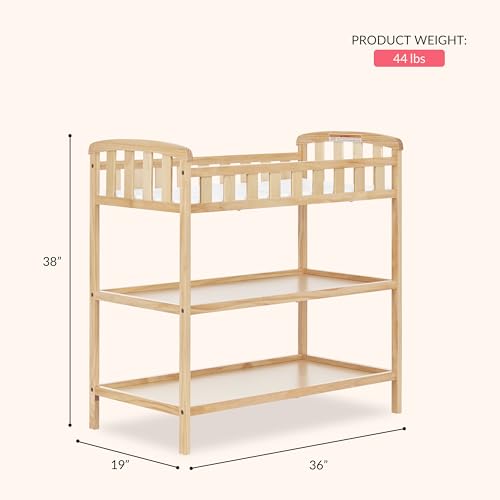 Natural wood finish changing table side profile
