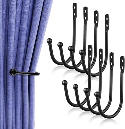 Ahltoiex black metal curtain holdbacks set