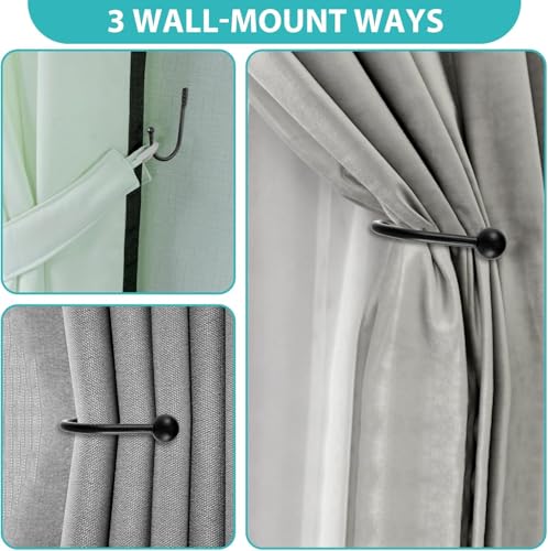 Black wall mounted tie back installation