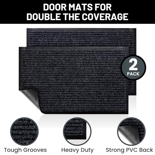 Close up of ribbed polyester door mat texture