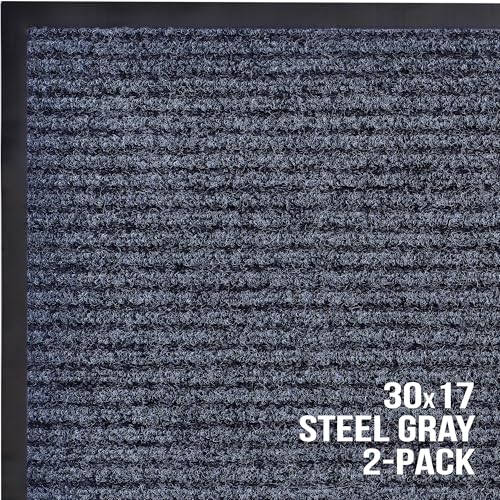 Two steel gray floor mats displayed together