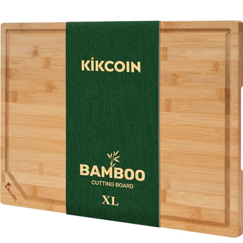 Kikcoin 17x11 bamboo cutting board top view