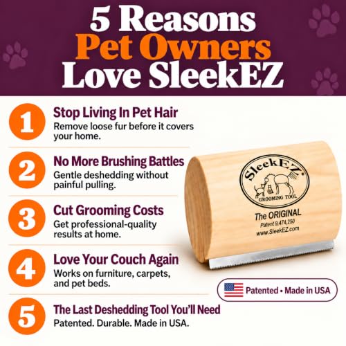 SleekEZ 5 Inch dog brush grooming action