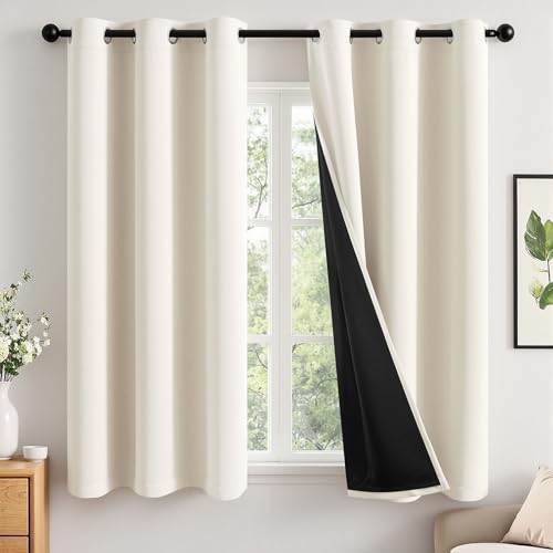 MIULEE cream blackout curtains hanging