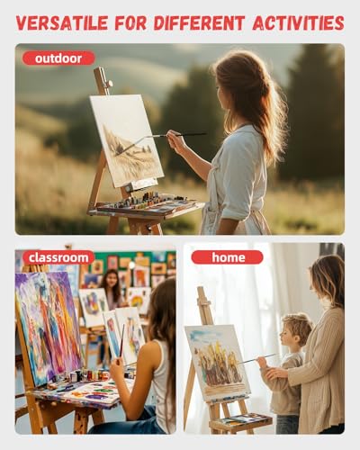 Canvas board on tabletop easel