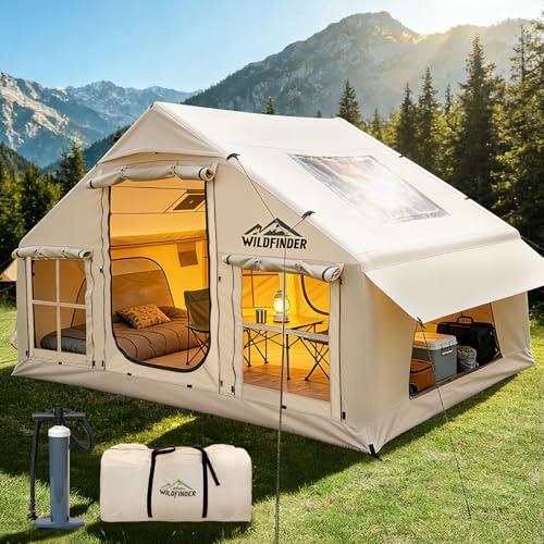 WildFinder inflatable tent exterior in off-white