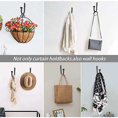 Minimalist matte black metal curtain holdback