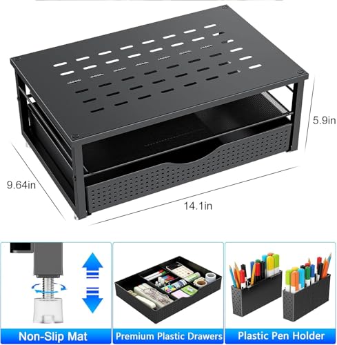 Monitor stand supporting a laptop