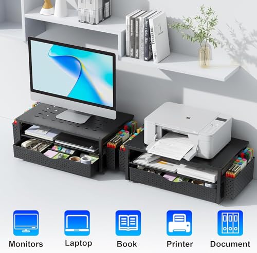 Full workspace setup with monitor stand