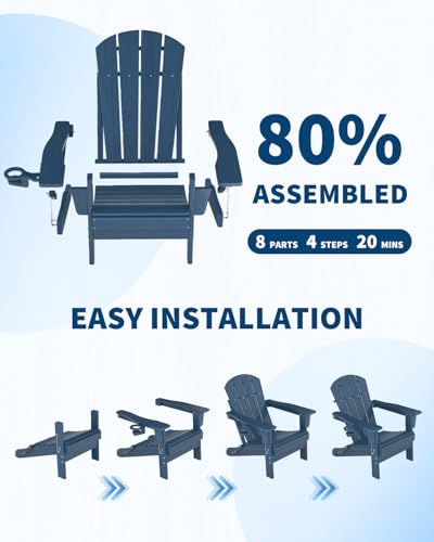Navy blue Adirondack chair set on outdoor patio